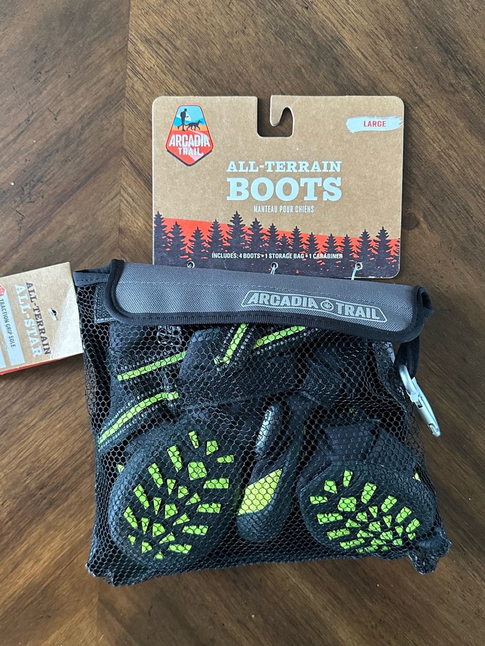 Arcadia Dog All-Terrain Boots – Black with Neon Green Accents (Large)